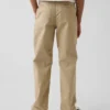 Pantalones caqui rectos y holgados de estilo «uniforme moderno» para niños