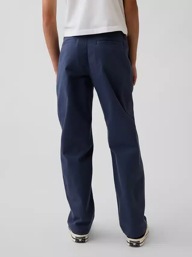 Pantalones caqui rectos y holgados de estilo «uniforme moderno» para niños