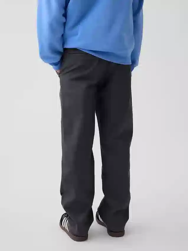 Pantalones caqui rectos y holgados de estilo «uniforme moderno» para niños