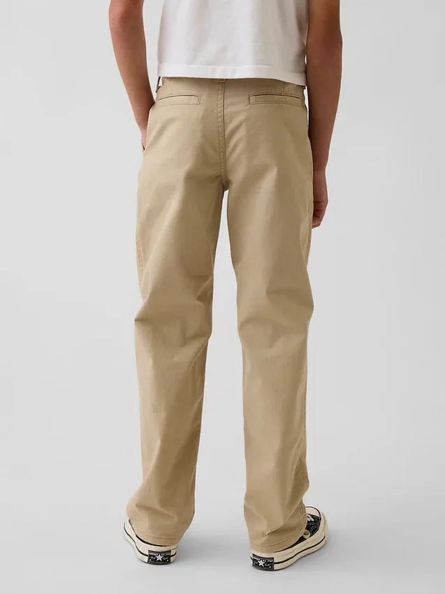 Pantalones caqui rectos y holgados de estilo «uniforme moderno» para niños