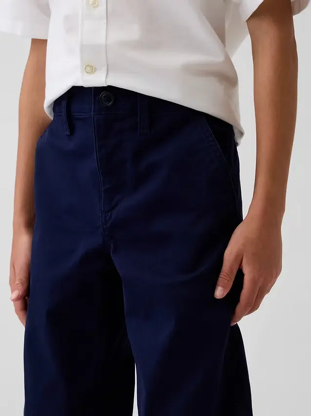 Pantalones caqui rectos y holgados de estilo «uniforme moderno» para niños