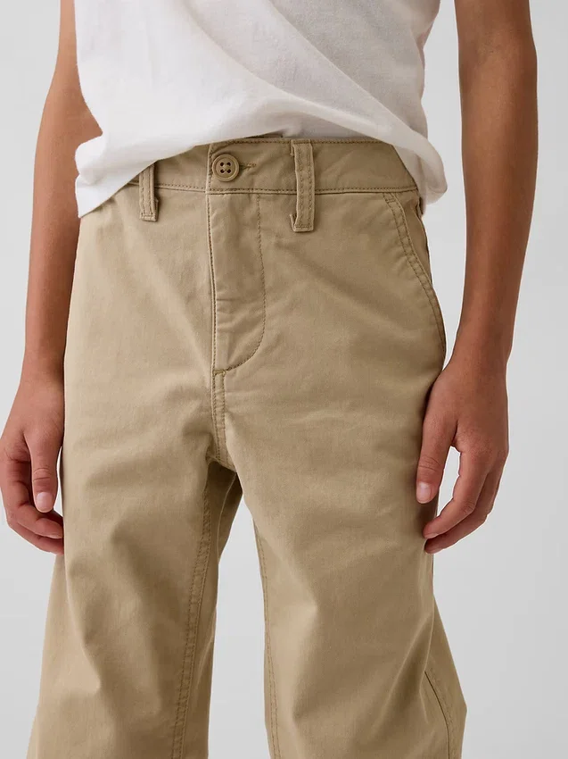 Pantalones caqui rectos y holgados de estilo «uniforme moderno» para niños
