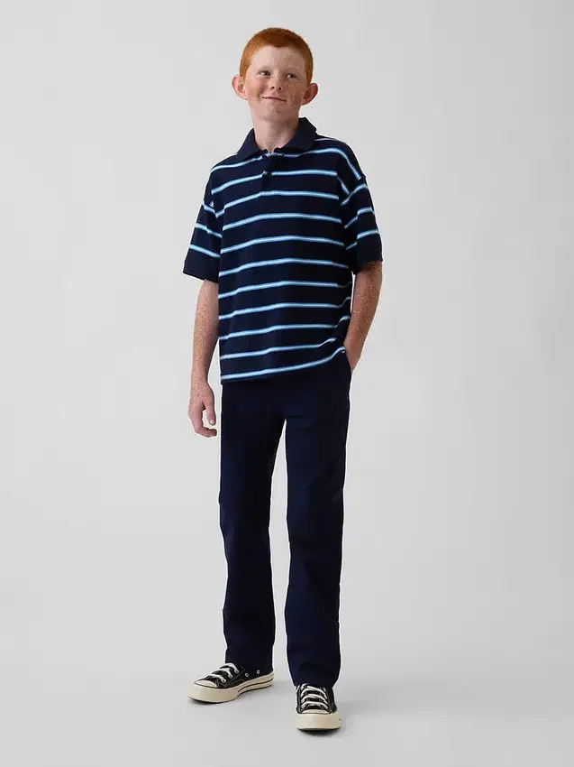 Pantalones caqui rectos y holgados de estilo «uniforme moderno» para niños