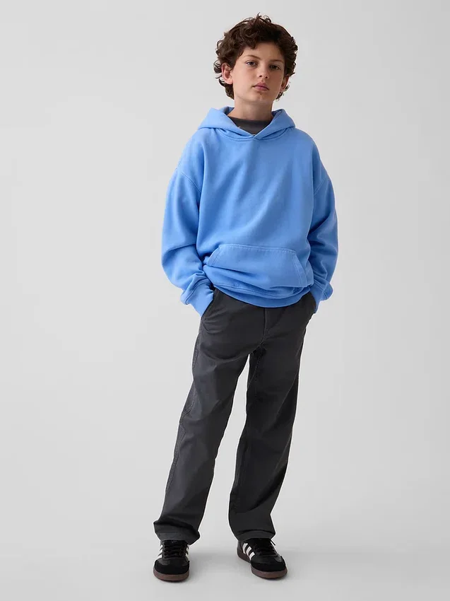Pantalones caqui rectos y holgados de estilo «uniforme moderno» para niños