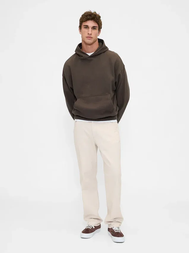 Pantalones caqui utilitarios de corte recto holgado