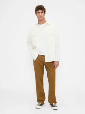 Pantalones caqui utilitarios de corte recto holgado