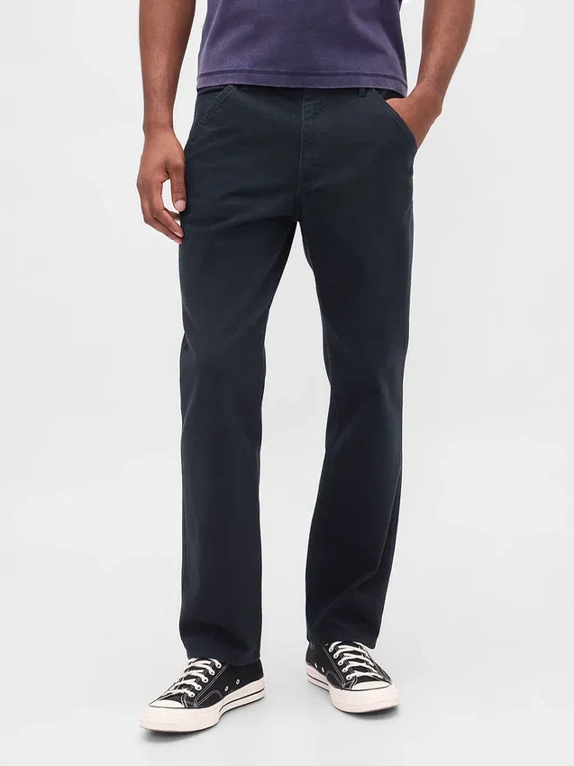 Pantalones caqui utilitarios de corte recto holgado