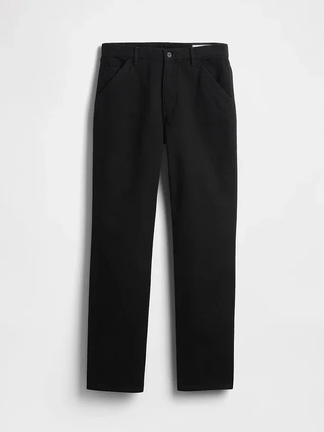Pantalones caqui utilitarios de corte recto holgado
