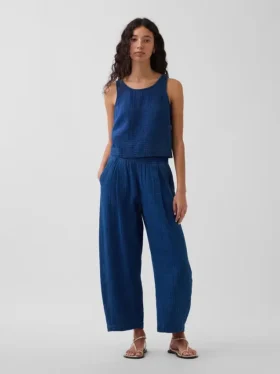 Pantalones cómodos de denim de gasa de algodón