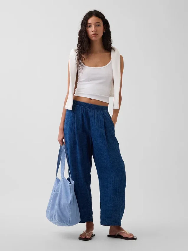 Pantalones cómodos de denim de gasa de algodón