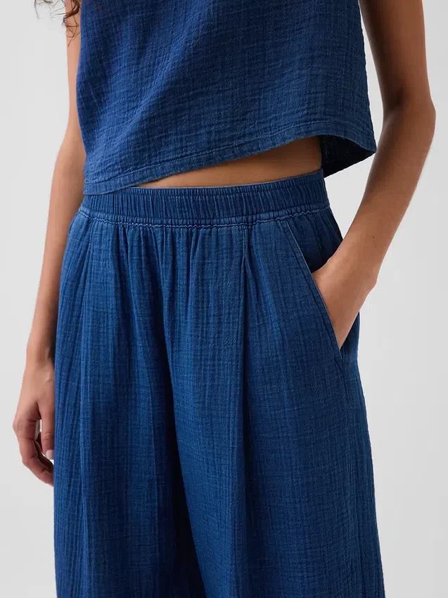 Pantalones cómodos de denim de gasa de algodón