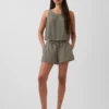 Pantalones cortos cómodos de gasa de algodón de talle medio (4")