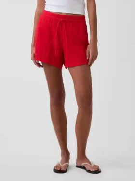 Pantalones cortos cómodos de gasa de algodón de talle medio (4″)