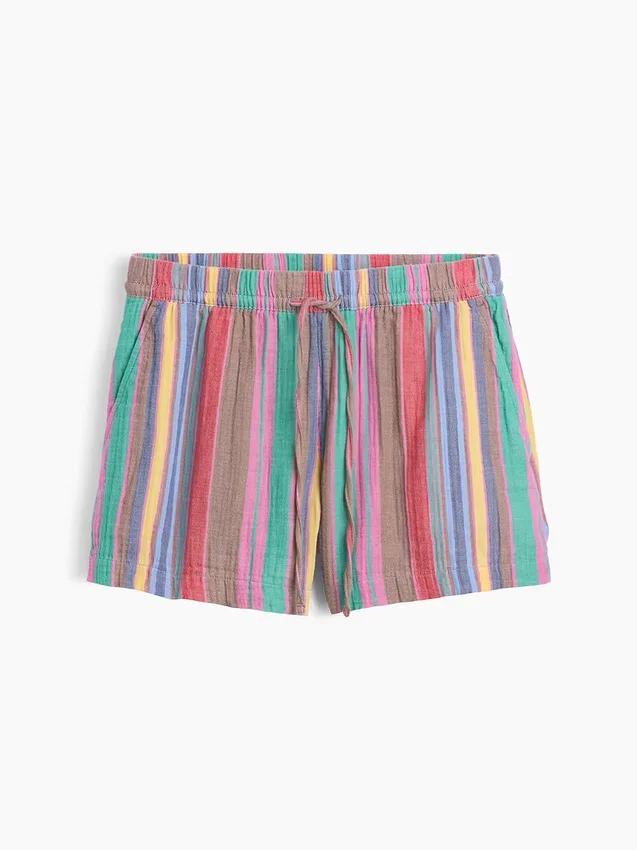 Pantalones cortos cómodos de gasa de algodón de talle medio (4")