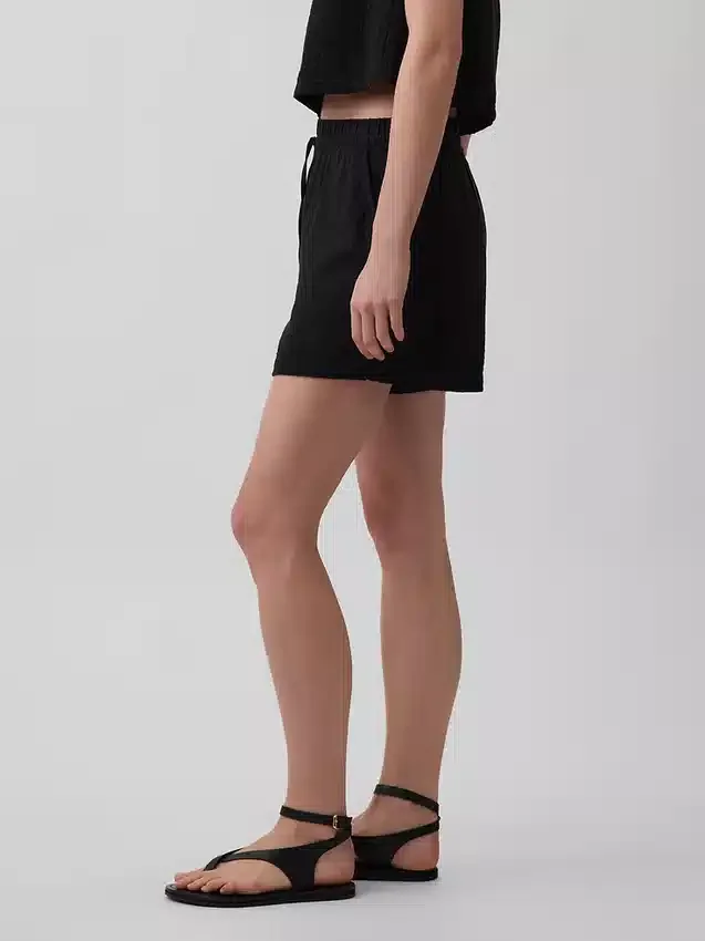 Pantalones cortos cómodos de gasa de algodón de talle medio (4")