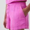 Pantalones cortos cómodos de gasa de algodón de talle medio (4")