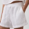 Pantalones cortos cómodos de gasa de algodón de talle medio (4")