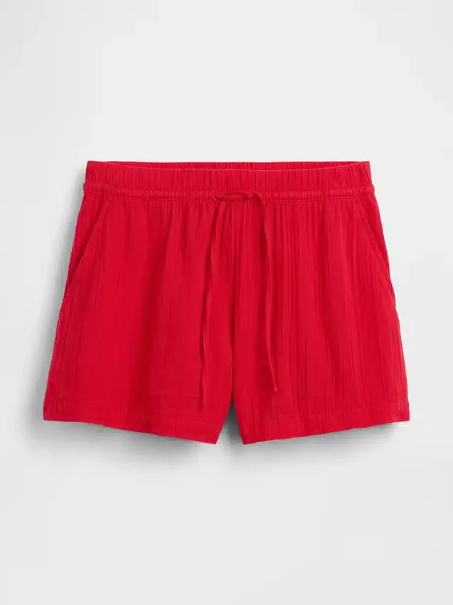 Pantalones cortos cómodos de gasa de algodón de talle medio (4")
