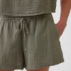 Pantalones cortos cómodos de gasa de algodón de talle medio (4")