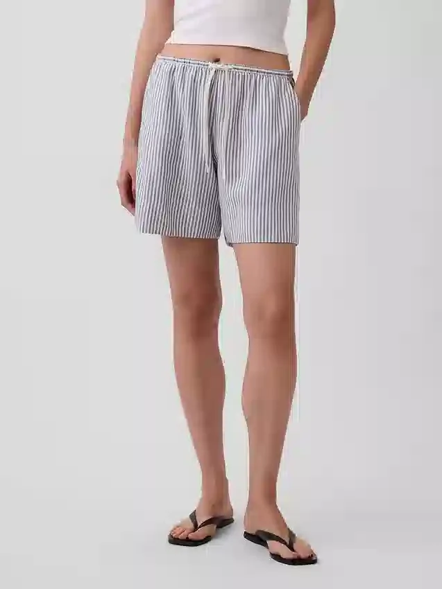 Pantalones cortos cómodos de mezcla de lino de 6"