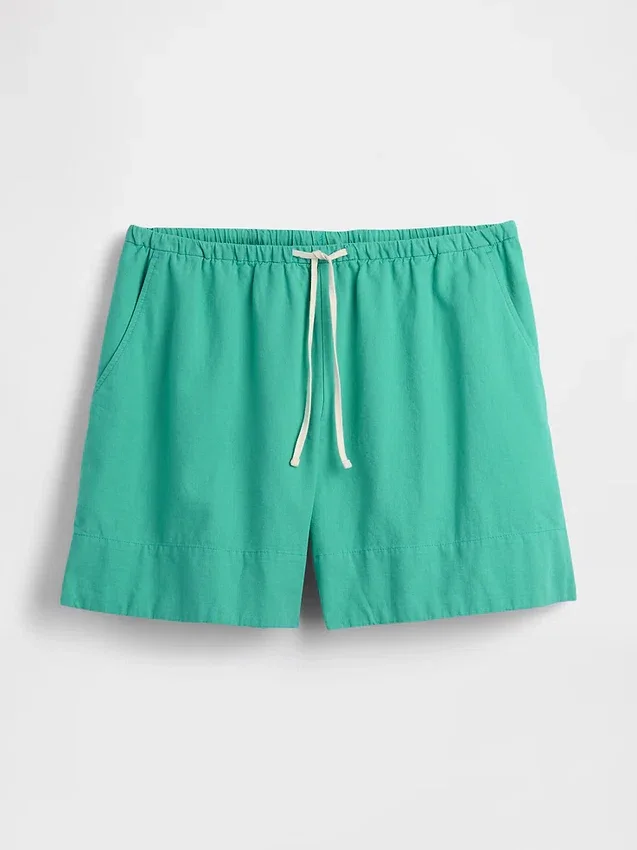 Pantalones cortos cómodos de mezcla de lino de 6"