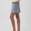 Pantalones cortos cómodos de punto estampado con efecto vaquero, de talle medio (5")