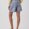 Pantalones cortos cómodos de punto estampado con efecto vaquero, de talle medio (5")