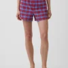 Pantalones cortos de 4" con estampado de cuadros en tejido seersucker