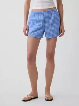 Pantalones cortos de 4″ con estampado de cuadros en tejido seersucker