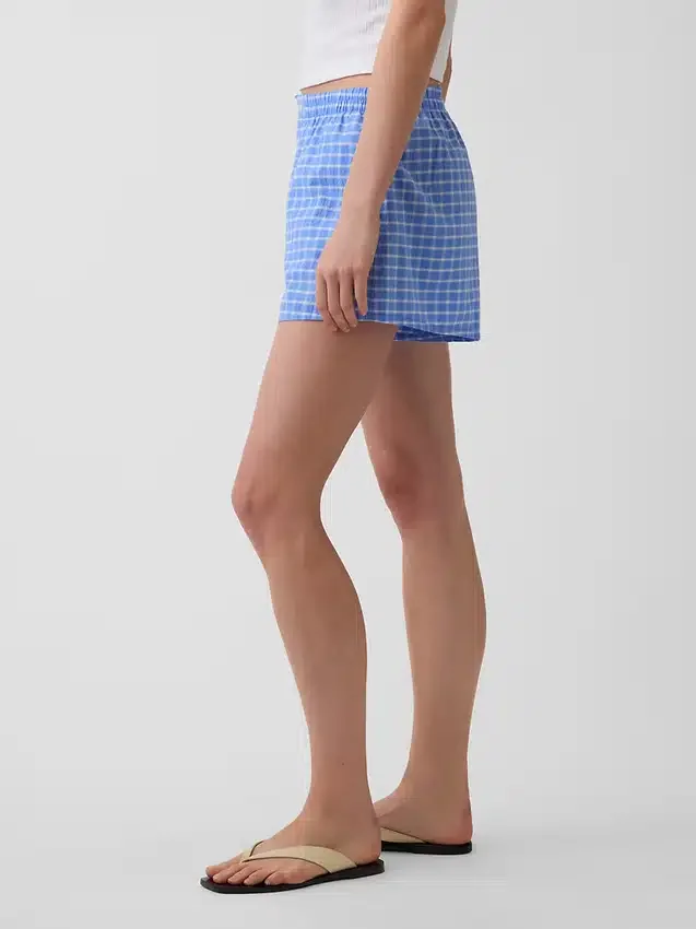 Pantalones cortos de 4" con estampado de cuadros en tejido seersucker