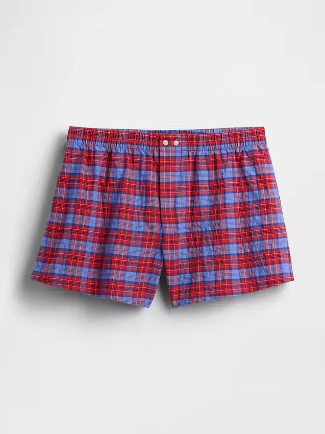 Pantalones cortos de 4" con estampado de cuadros en tejido seersucker
