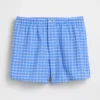 Pantalones cortos de 4" con estampado de cuadros en tejido seersucker