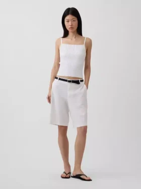 Pantalones cortos de 9" de talle bajo en mezcla de lino