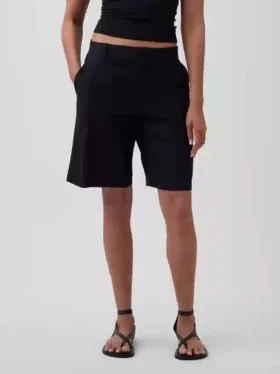 Pantalones cortos de 9″ de talle bajo en mezcla de lino