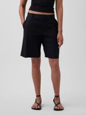 Pantalones cortos de 9″ de talle bajo en mezcla de lino