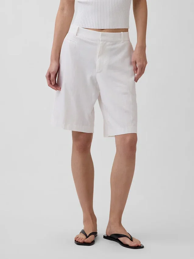 Pantalones cortos de 9" de talle bajo en mezcla de lino
