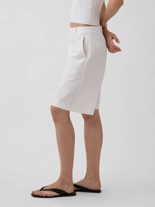 Pantalones cortos de 9" de talle bajo en mezcla de lino