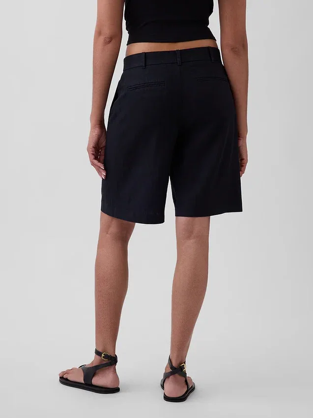 Pantalones cortos de 9" de talle bajo en mezcla de lino