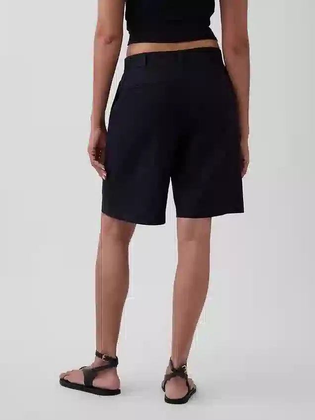 Pantalones cortos de 9" de talle bajo en mezcla de lino