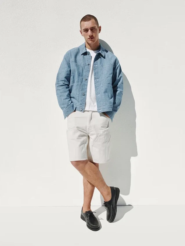 Pantalones cortos de carpintero de denim holgados de 9"