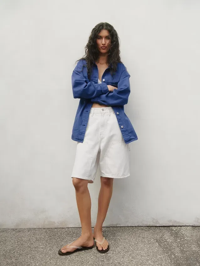 Pantalones cortos de carpintero de denim holgados de 9"