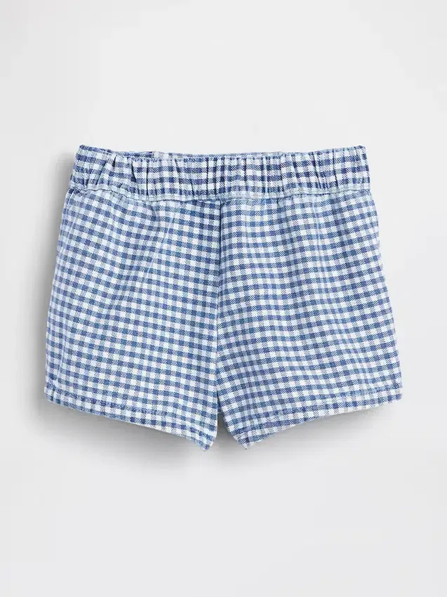 Pantalones cortos de denim a cuadros vichy estilo marinero para bebés y niños pequeños