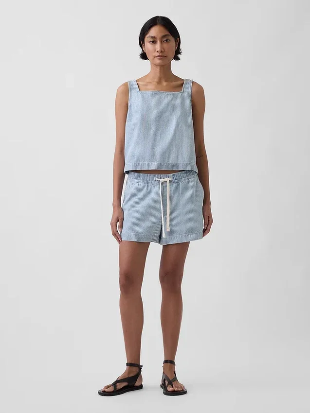 Pantalones cortos de denim a rayas ultrasuaves