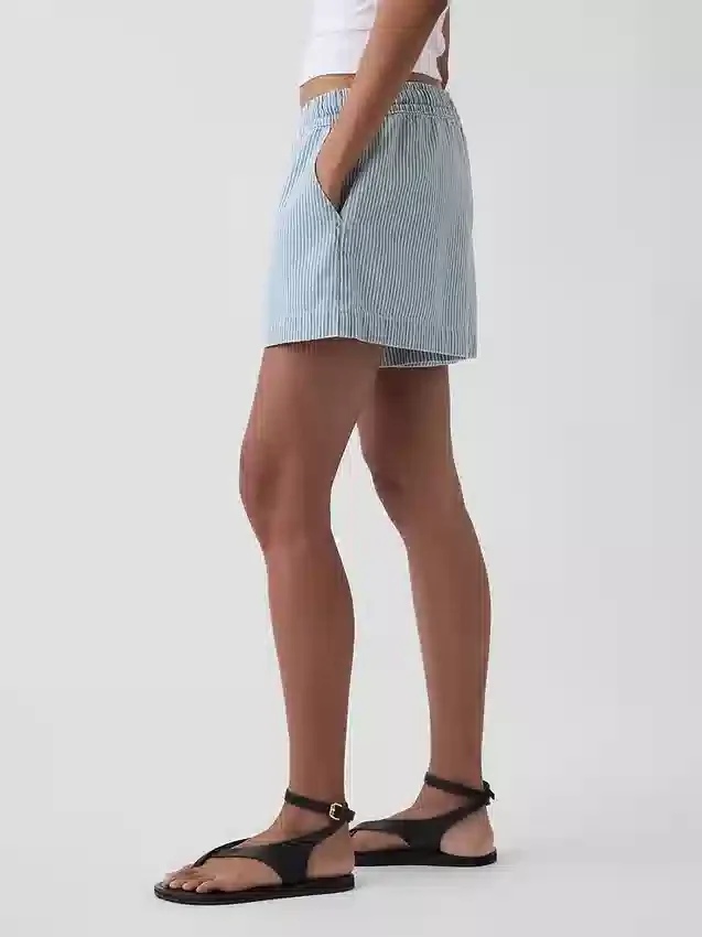 Pantalones cortos de denim a rayas ultrasuaves