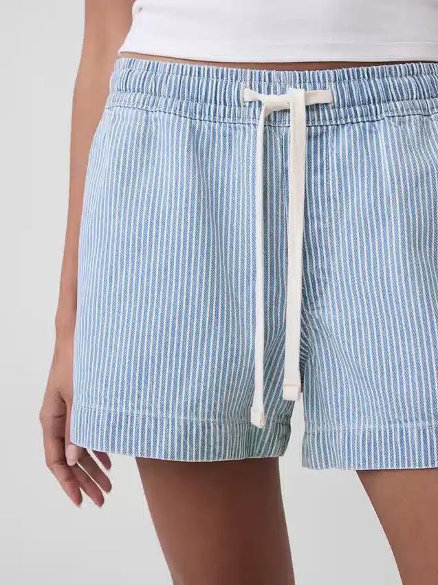 Pantalones cortos de denim a rayas ultrasuaves