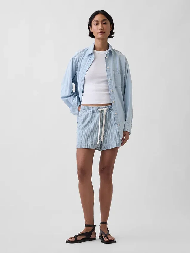 Pantalones cortos de denim a rayas ultrasuaves