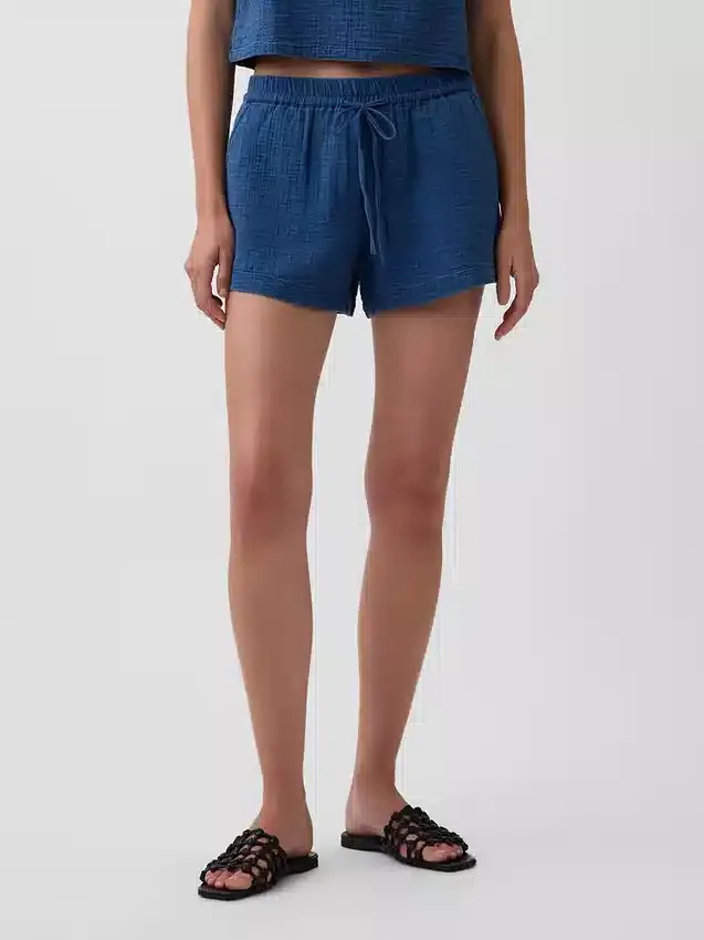 Pantalones cortos de denim de gasa de algodón de 4"