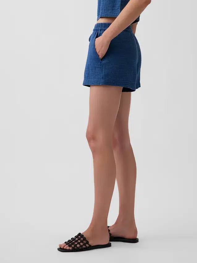 Pantalones cortos de denim de gasa de algodón de 4"