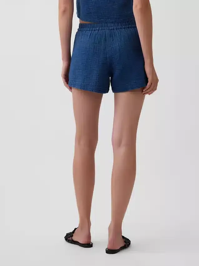 Pantalones cortos de denim de gasa de algodón de 4"
