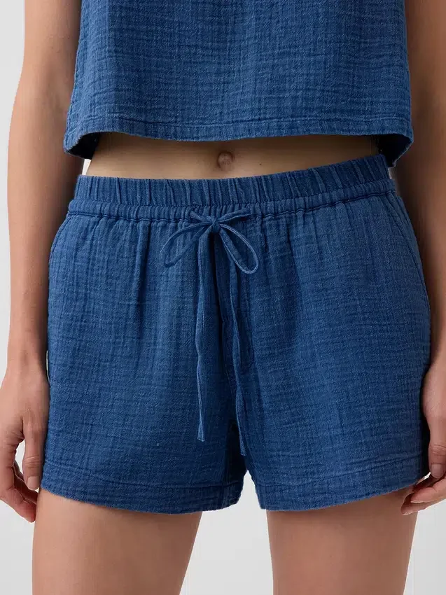 Pantalones cortos de denim de gasa de algodón de 4"